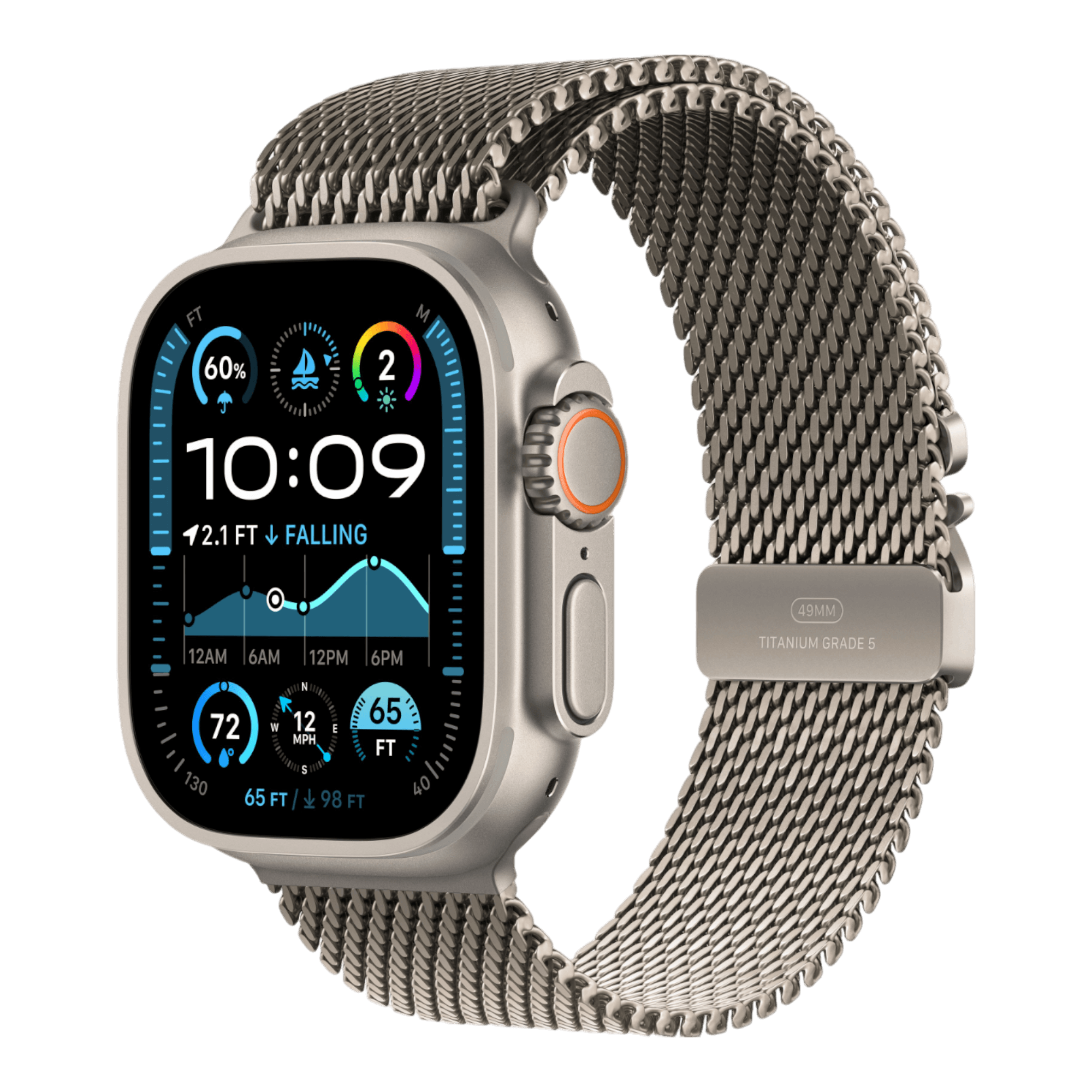 Apple Watch Ultra 2 GPS + Cellular, 49mm Natural Titanium Case with Natural Titanium Milanese Loop - Medium - alAsil
